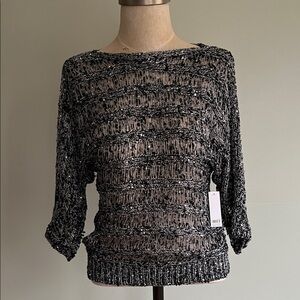 Black and Silver Shimmer Knit Sweater